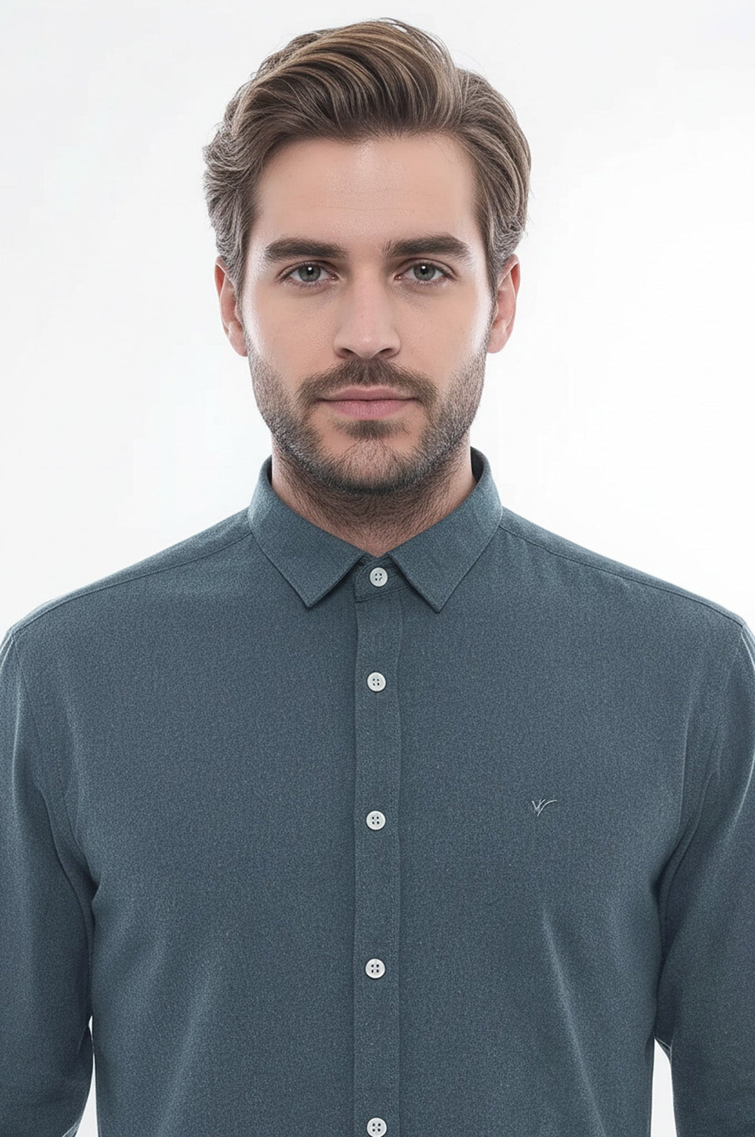 Patterned Wool Green Shirt - Wessi