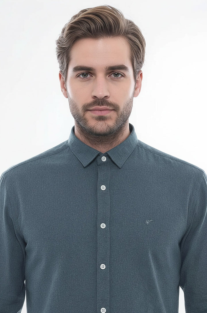 Patterned Wool Green Shirt - Wessi