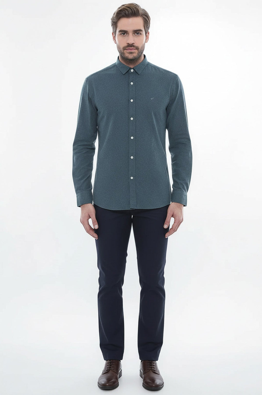 Patterned Wool Green Shirt - Wessi