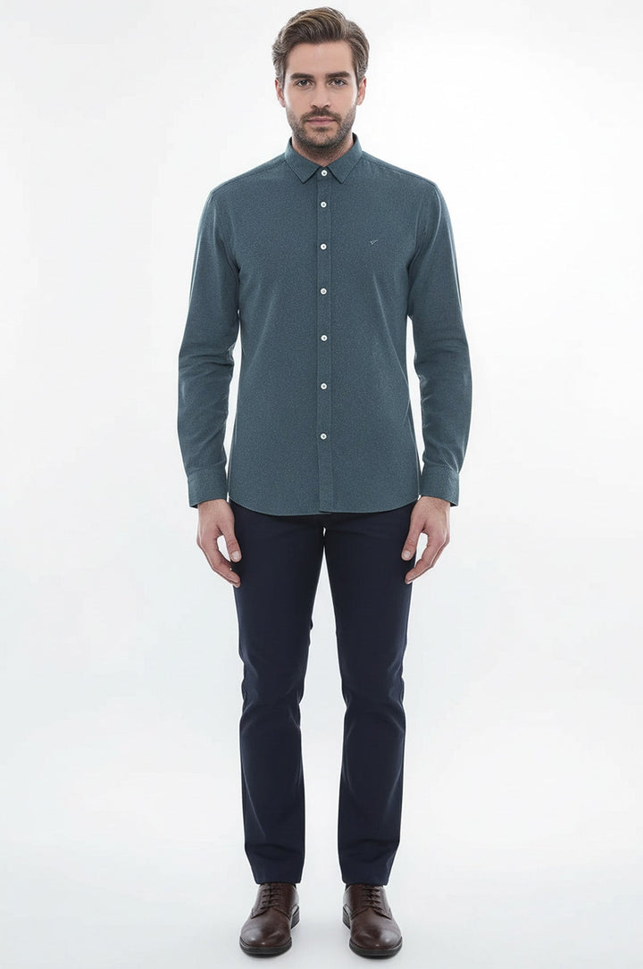 Patterned Wool Green Shirt - Wessi