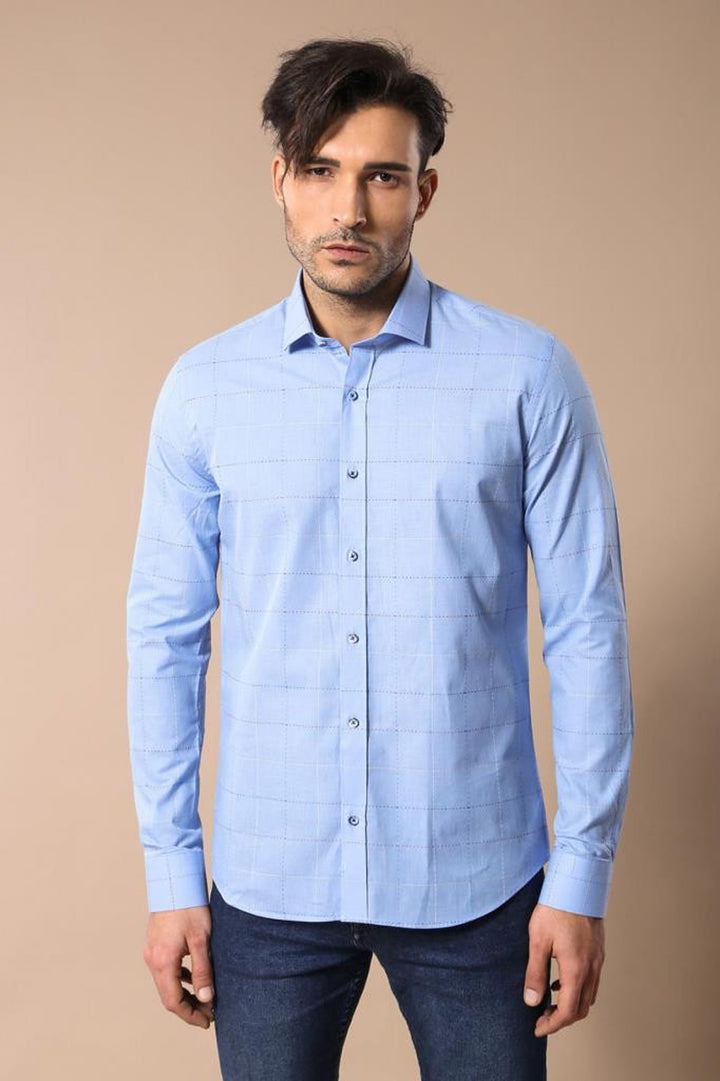 Рубашка Slim Fit Plaid Blue - Wessi