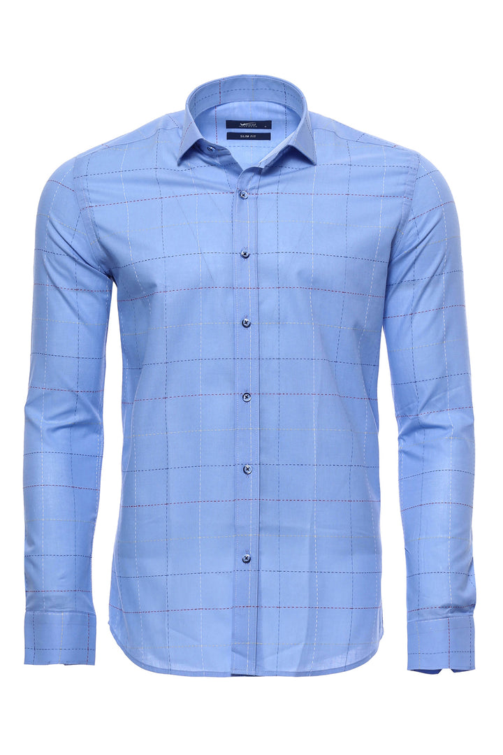 Рубашка Slim Fit Plaid Blue - Wessi