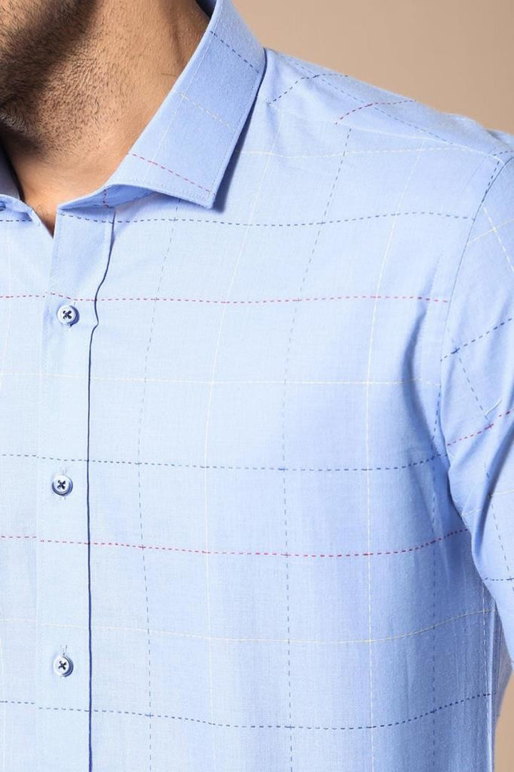 Рубашка Slim Fit Plaid Blue - Wessi