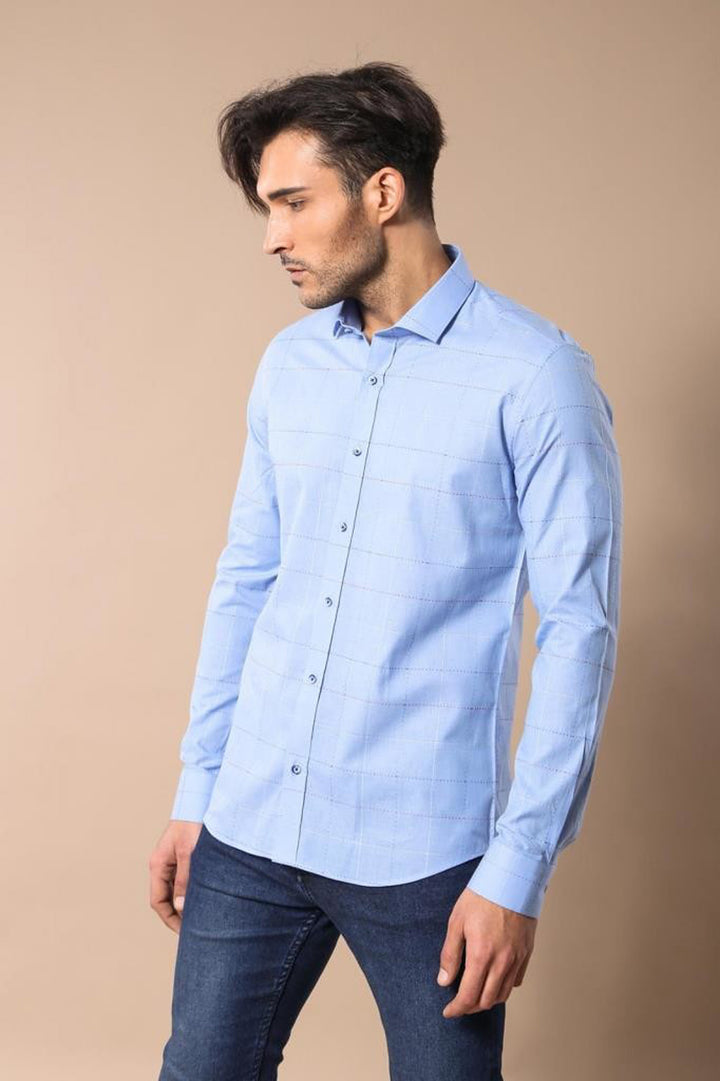 Рубашка Slim Fit Plaid Blue - Wessi