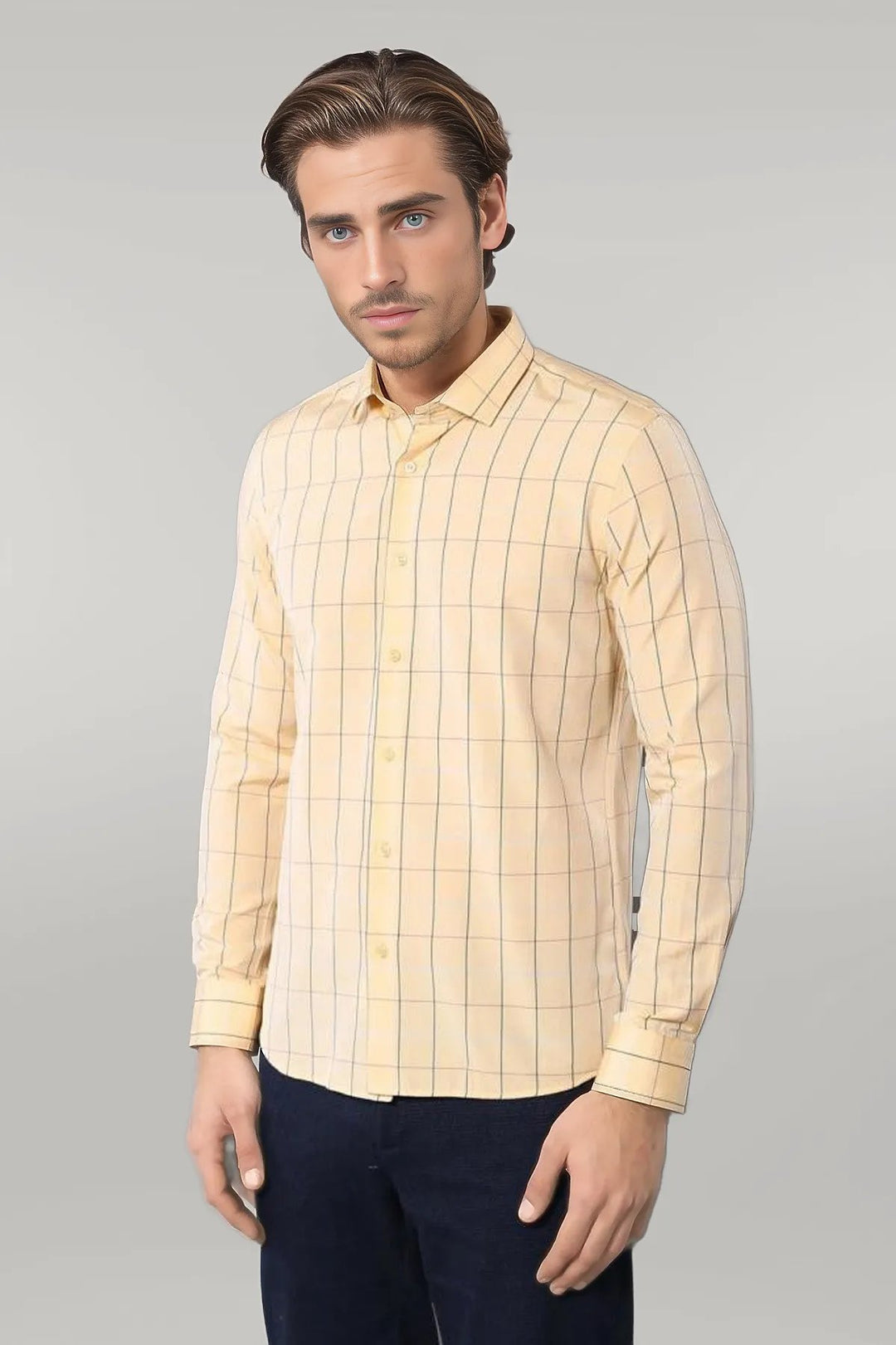 yellow plaid dress shirt