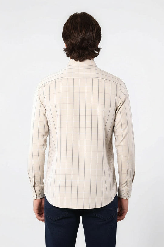 Camisa de cuadros beige de corte ajustado para hombre | wess