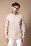 Patterned Cotton Slim Fit Beige Shirt - Wessi