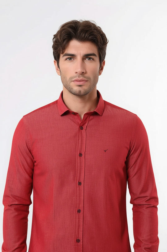 Camicia bordeaux slim fit in cotone fantasia - Wessi