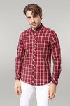 Plaid Slim Fit Burgundy Shirt - Wessi