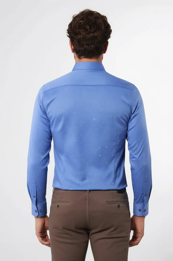 Dot Patterned Blue Shirt | Wessi - Wessi