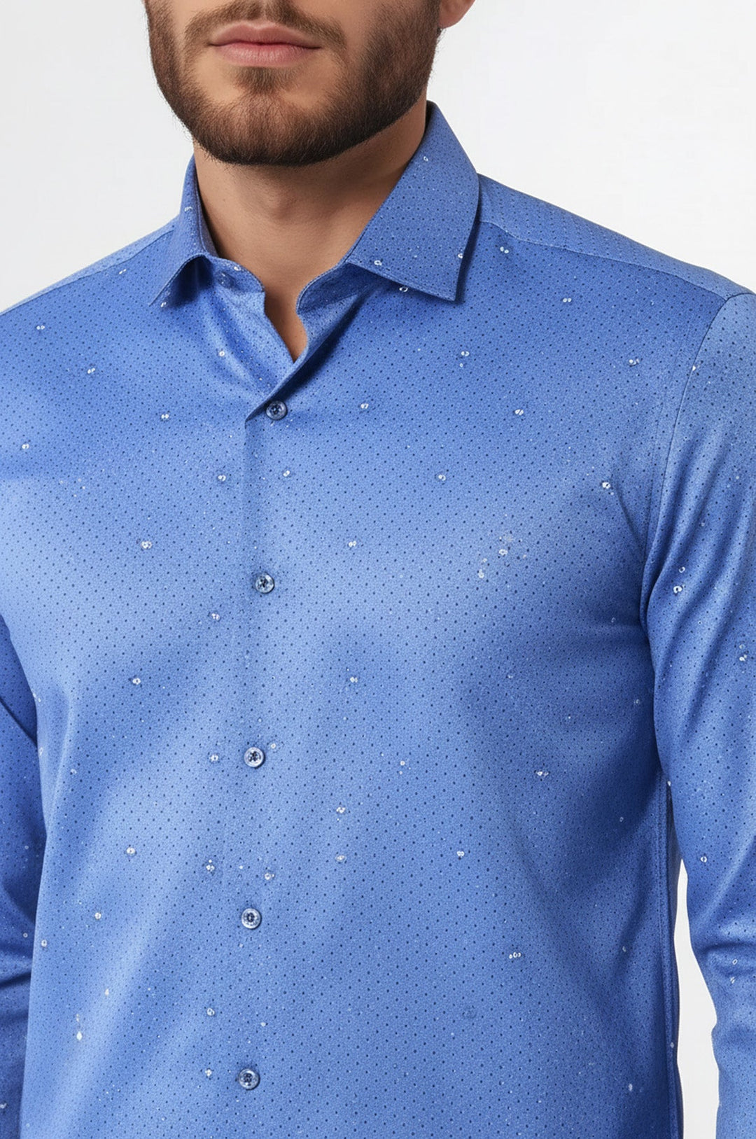 Dot Patterned Blue Shirt | Wessi - Wessi