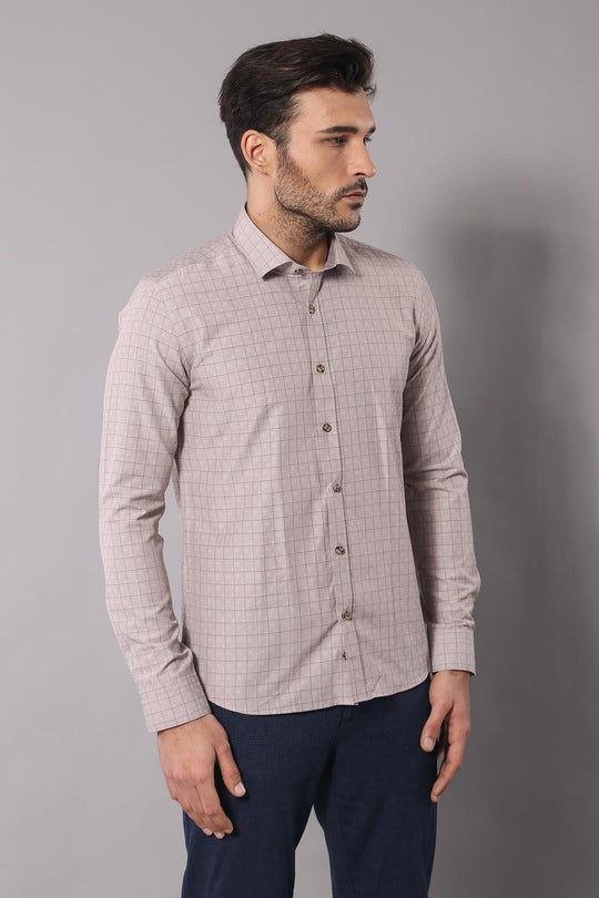Camicia beige slim fit con fantasia - Wessi