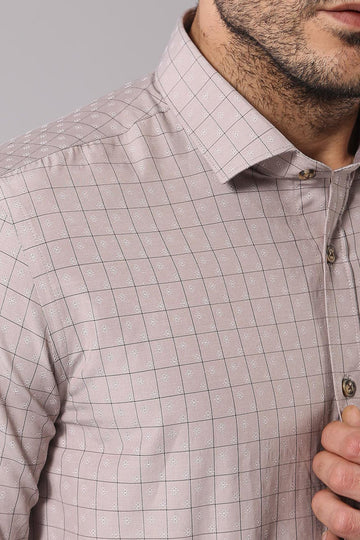 Camicia beige slim fit con fantasia - Wessi