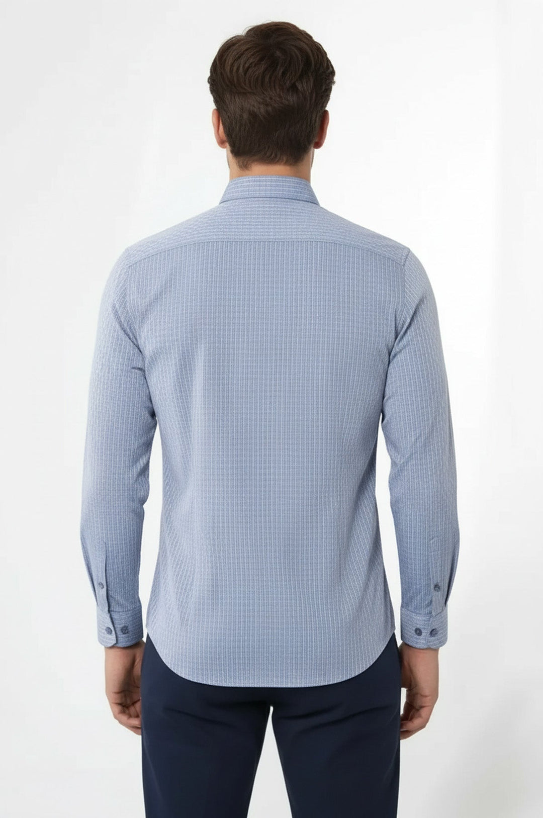Patterned Slim Fit Blue Shirt - Wessi