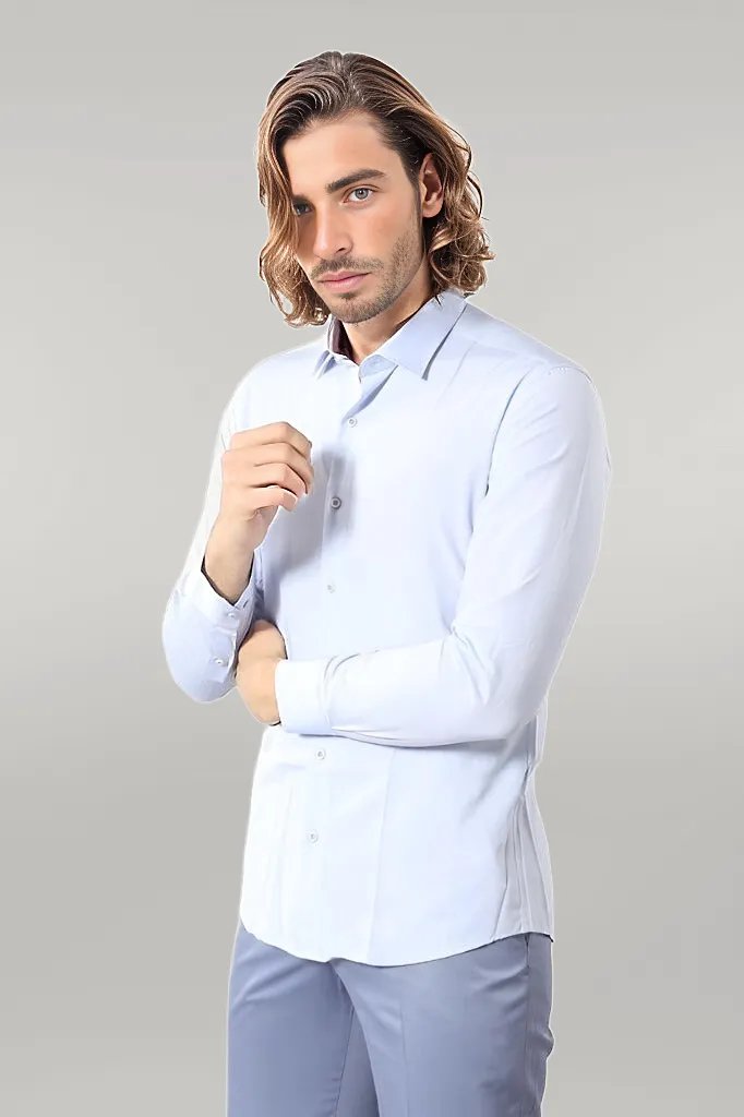 Blue Patterned Slim Fit Shirt - Wessi