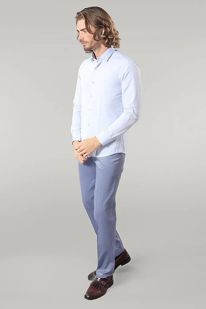 Blue Patterned Slim Fit Shirt - Wessi