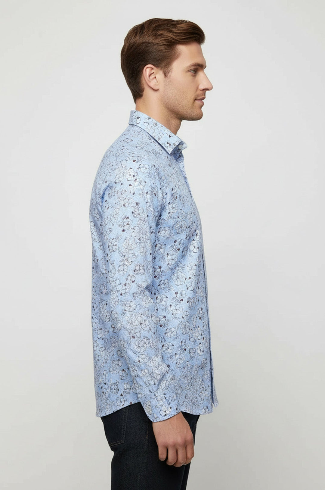 Patterned Cotton Light Blue Shirt-Wessi