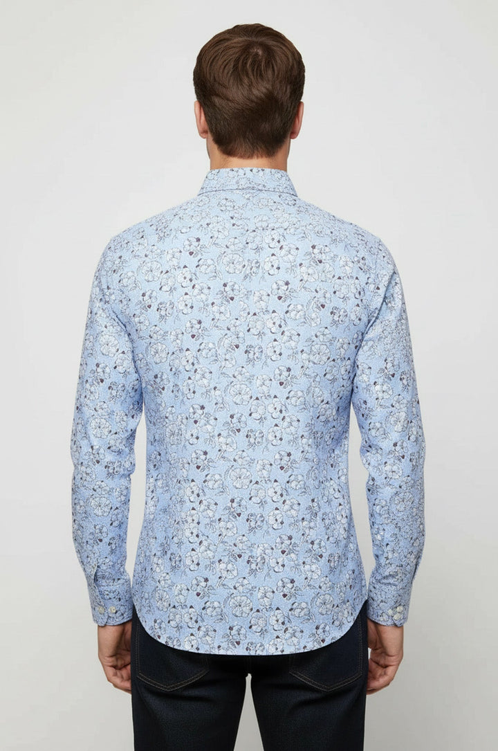 Patterned Cotton Light Blue Shirt-Wessi