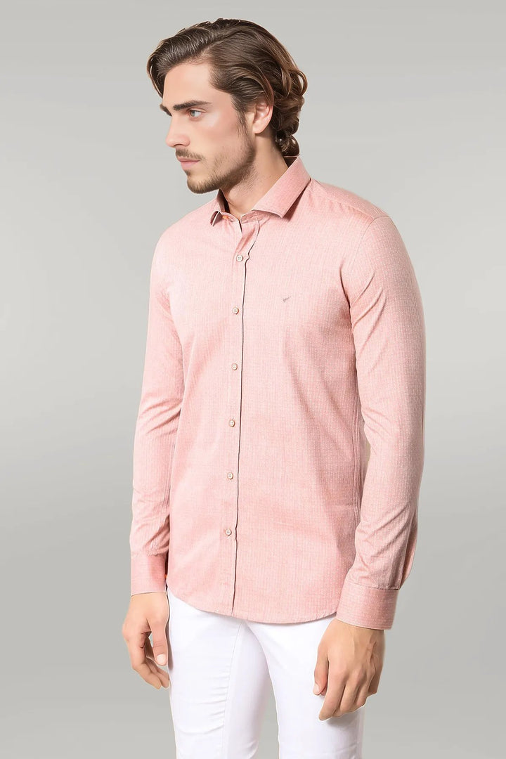 Pink Patterned Slim-Fit Men Shirt | Wessi