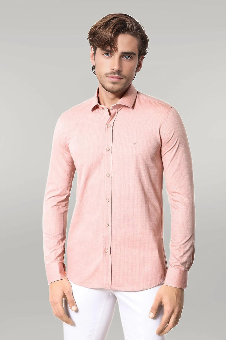 Pink Patterned Slim-Fit Men Shirt | Wessi