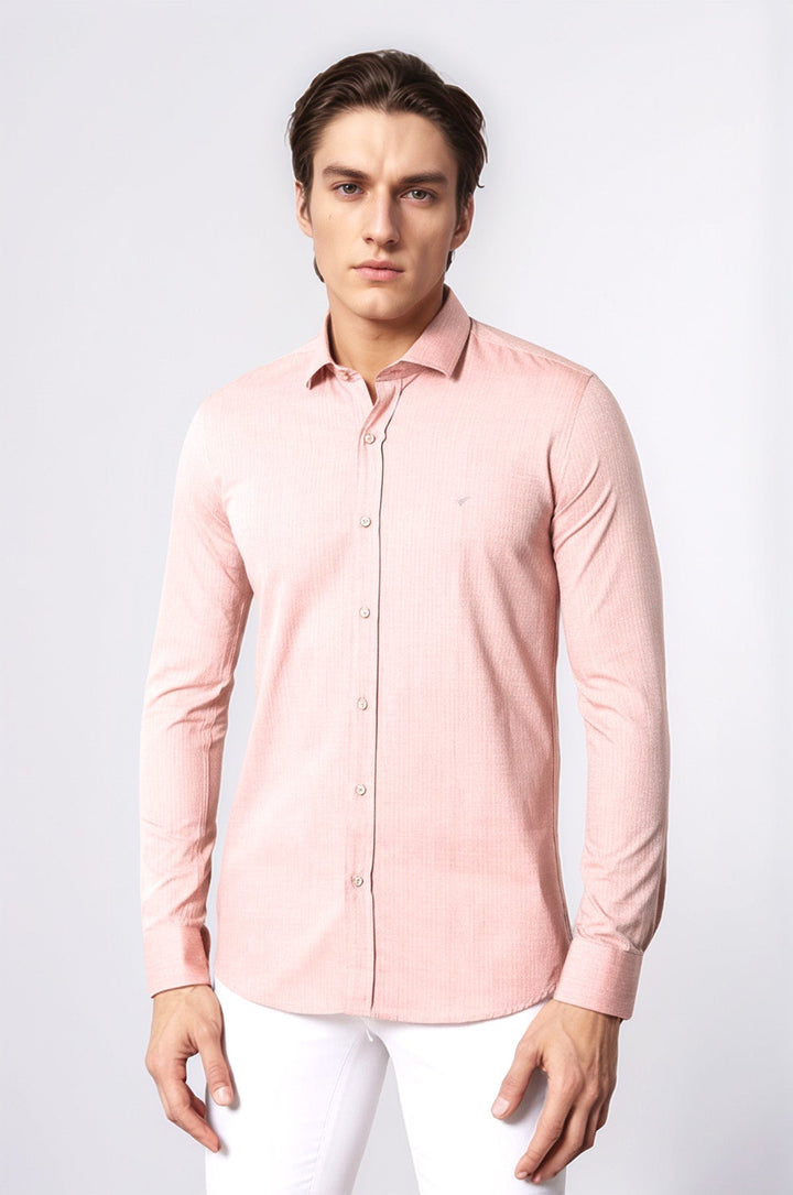 Pink Patterned Slim-Fit Men Shirt | Wessi