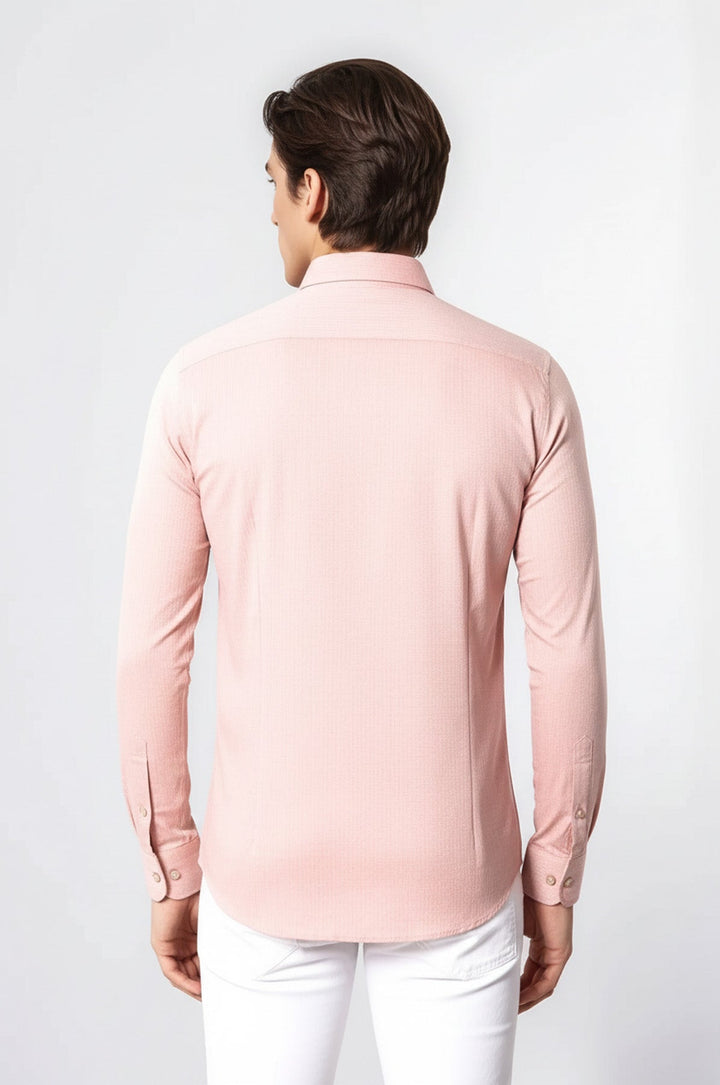 Pink Patterned Slim-Fit Men Shirt | Wessi