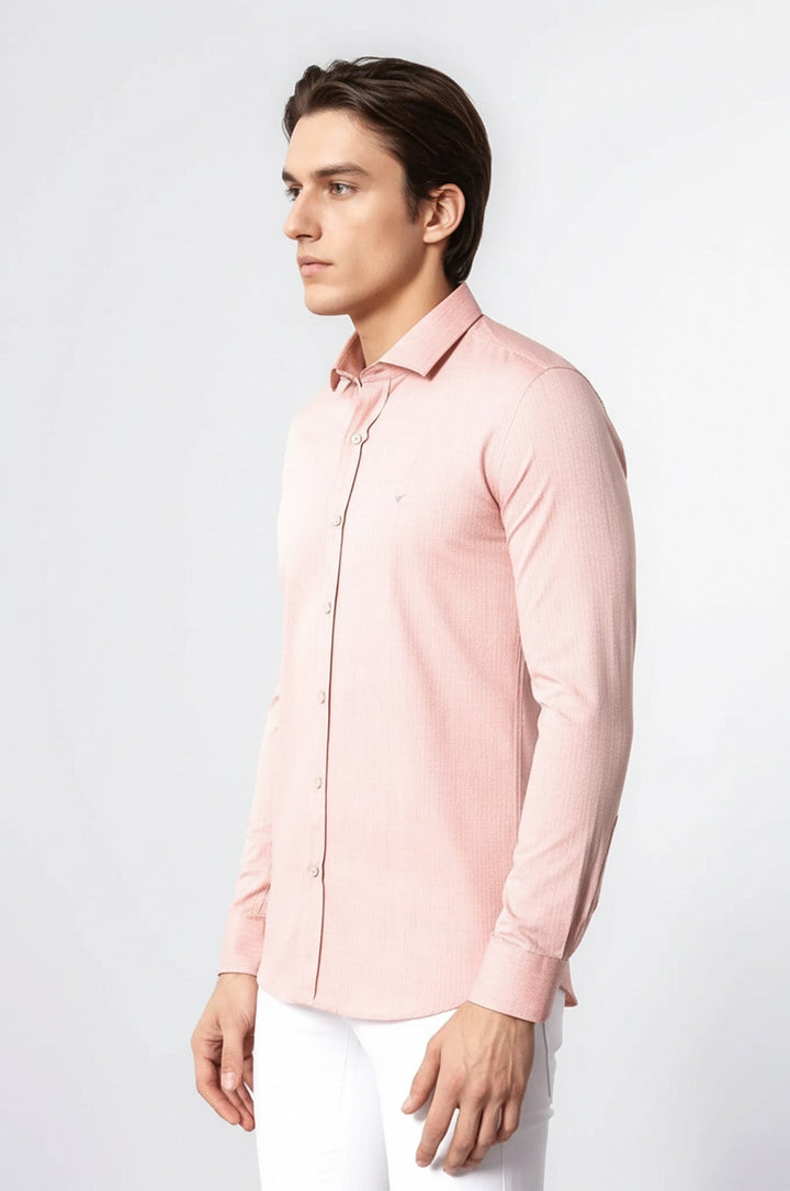 Pink Patterned Slim-Fit Men Shirt | Wessi