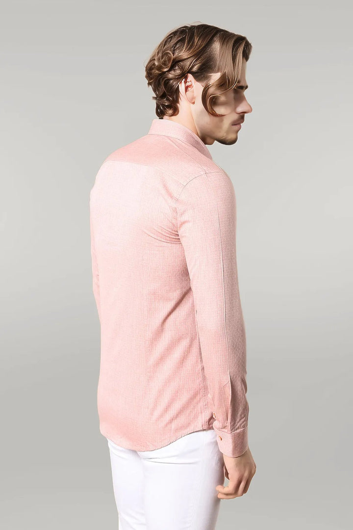 Pink Patterned Slim-Fit Men Shirt | Wessi