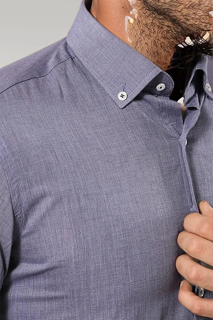 Blue Plain Linen Men's Shirt | Wessi