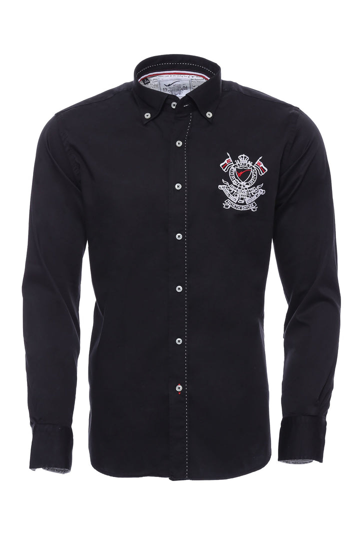 Emblemed Long Sleeve Black Shirt - Wessi