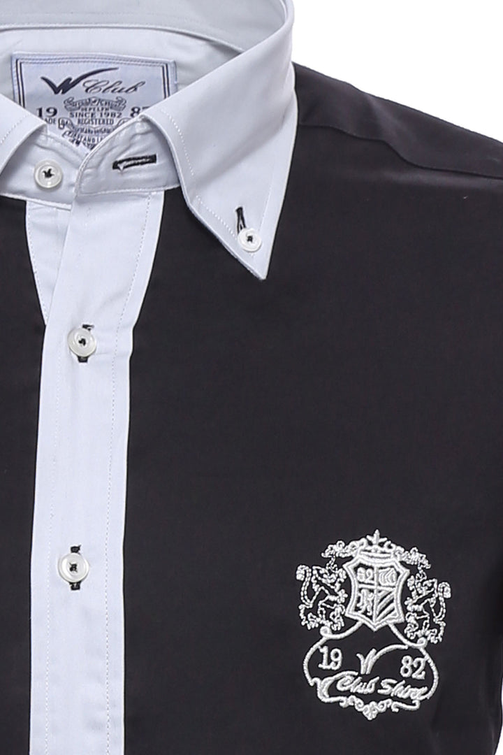 Camisa Sport Hombre Algodón-Satén Negro - Wessi