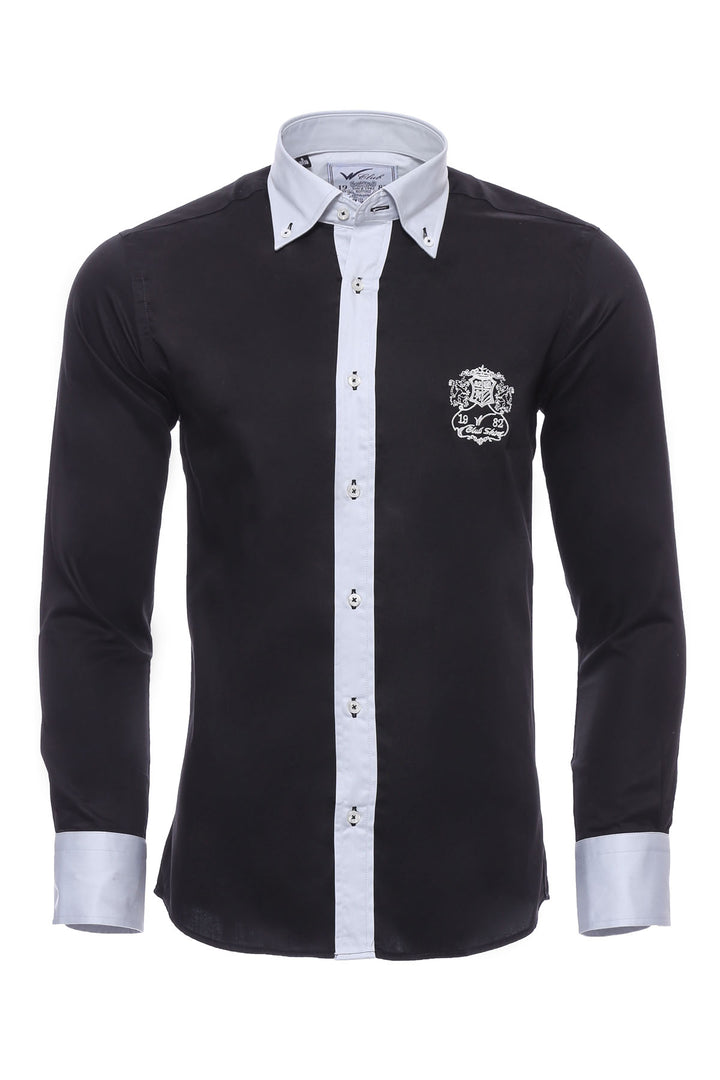 Camisa Sport Hombre Algodón-Satén Negro - Wessi