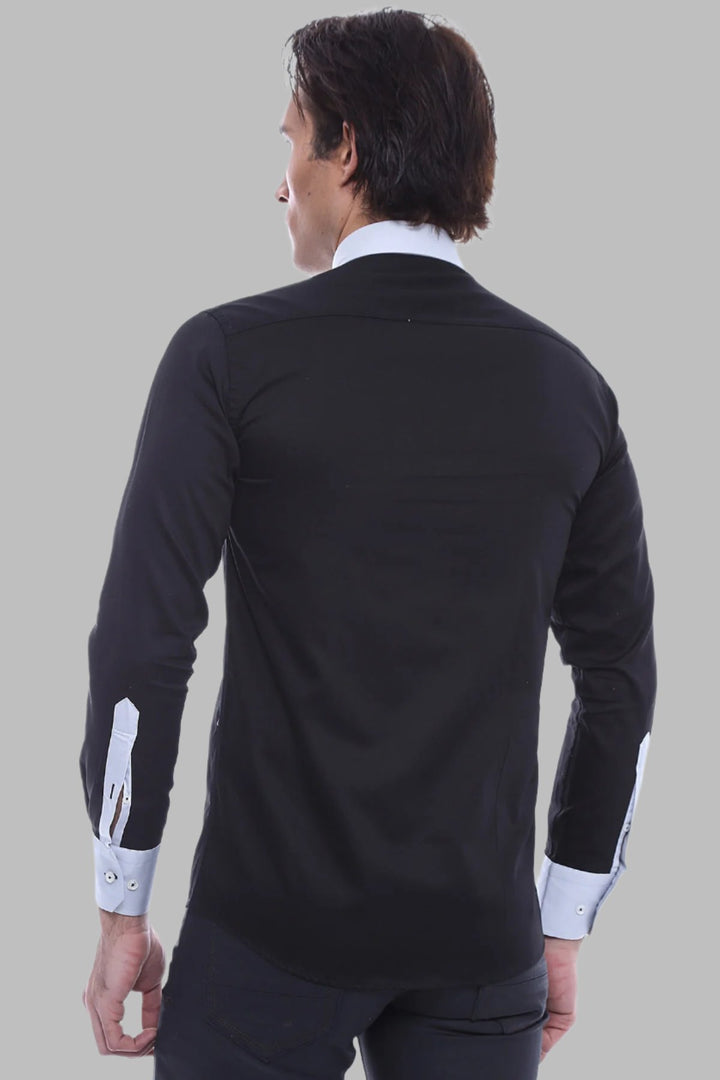 Camisa Sport Hombre Algodón-Satén Negro - Wessi