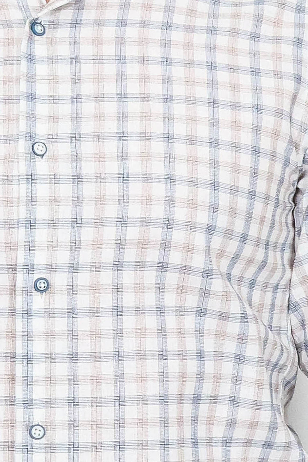Cream Slim Fit Check Men's Shirt - Wessi