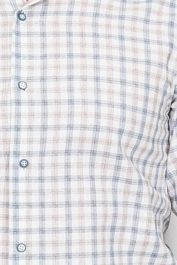 Кремовая мужская рубашка приталенного кроя в клетку - Wessi