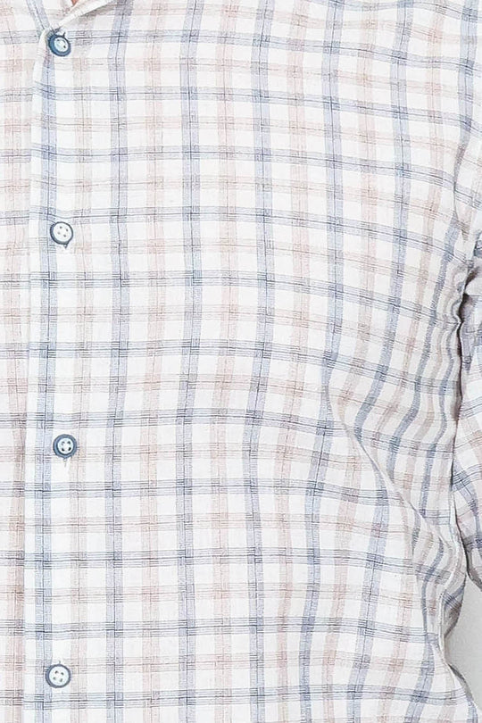 Кремовая мужская рубашка приталенного кроя в клетку - Wessi