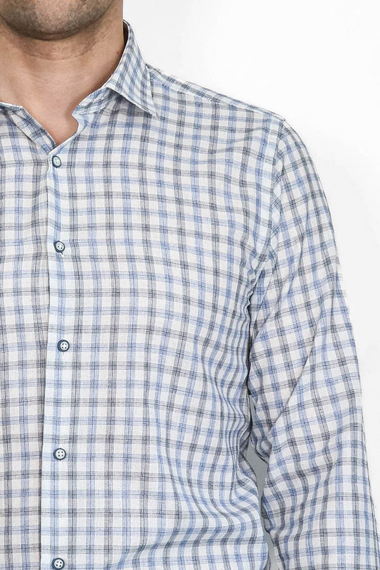 Camisa de cuadros azul de corte ajustado - Wessi