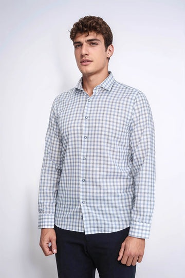 Camisa de cuadros azul de corte ajustado - Wessi