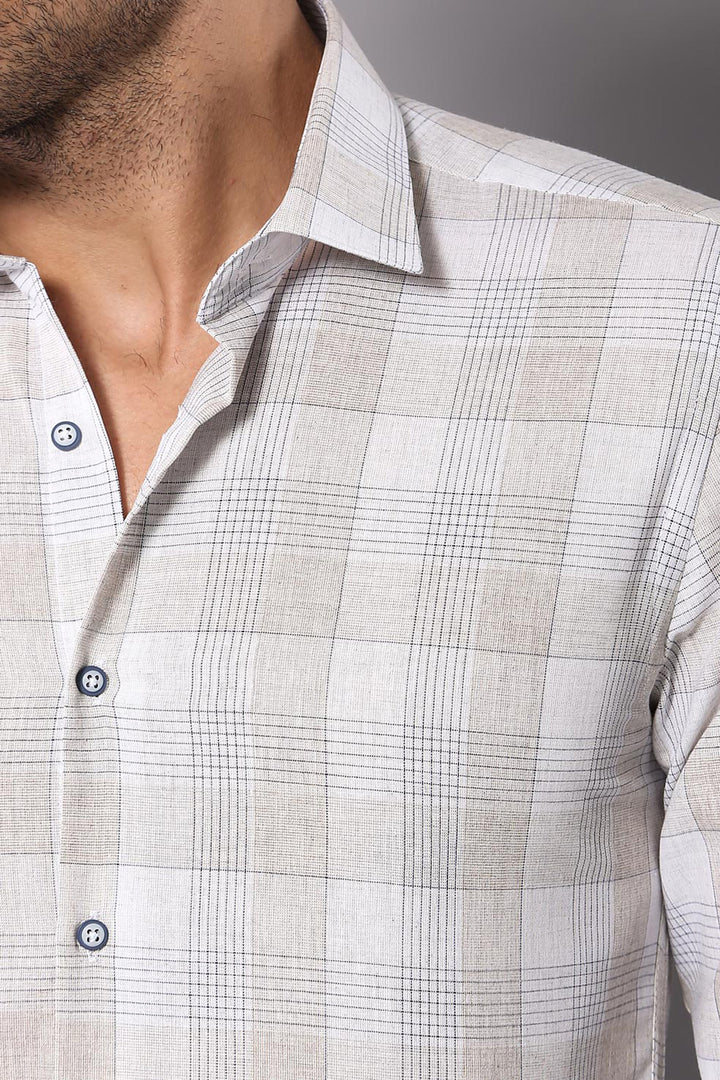 Slim Fit Checked Beige Shirt - Wessi