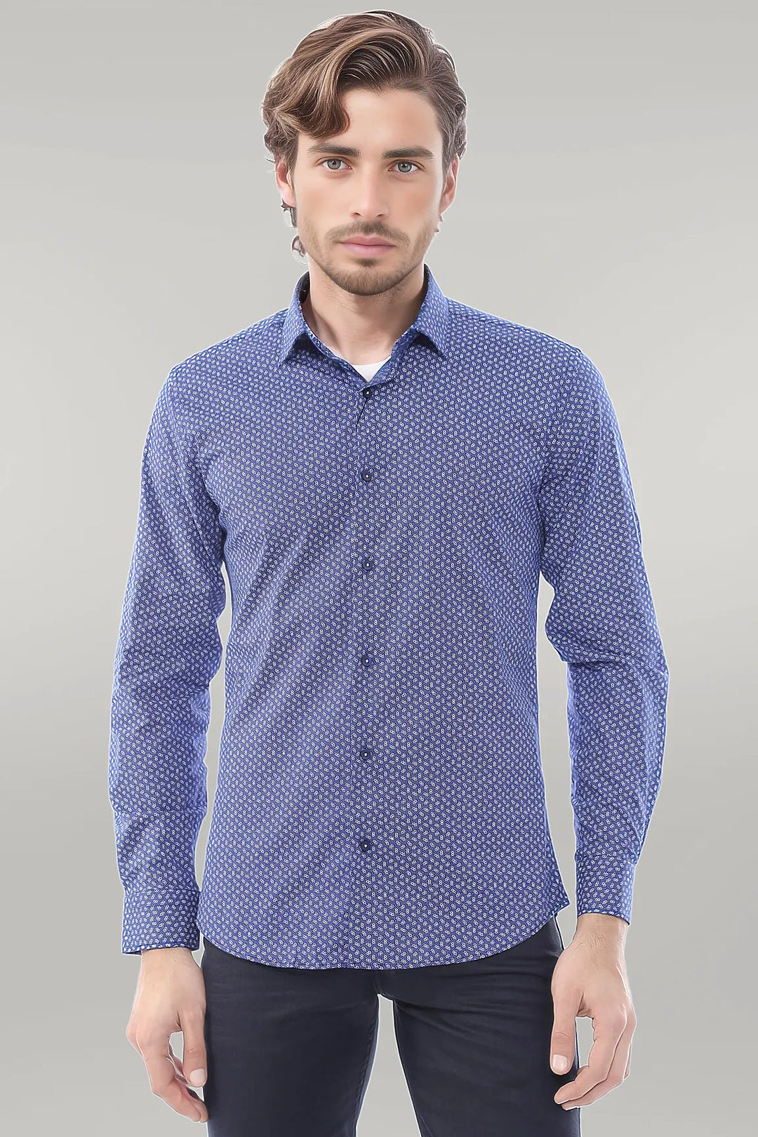 Navy Blue Patterned Shirt | Wessi