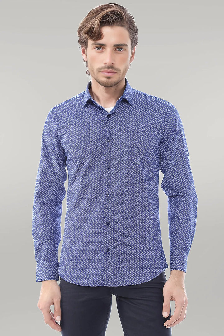 Navy Blue Patterned Shirt | Wessi