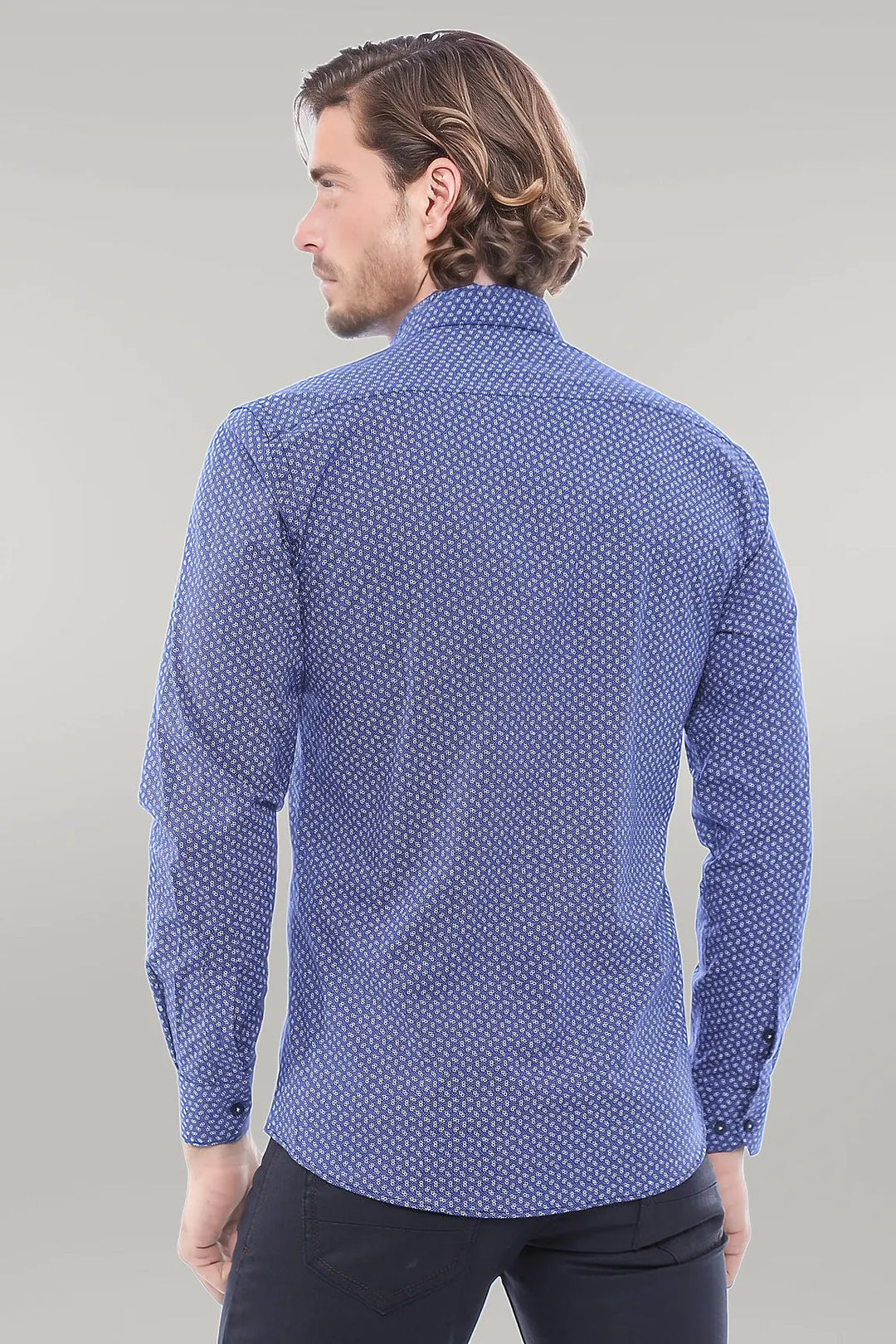 Navy Blue Patterned Shirt | Wessi