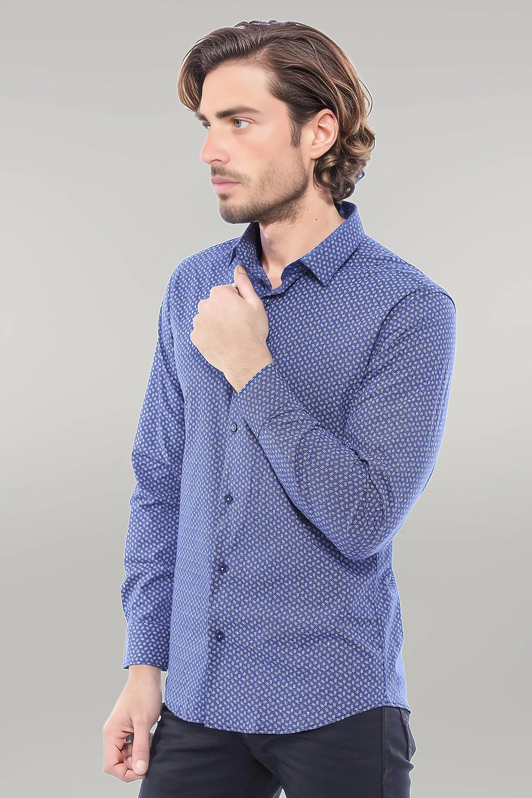 Navy Blue Patterned Shirt | Wessi