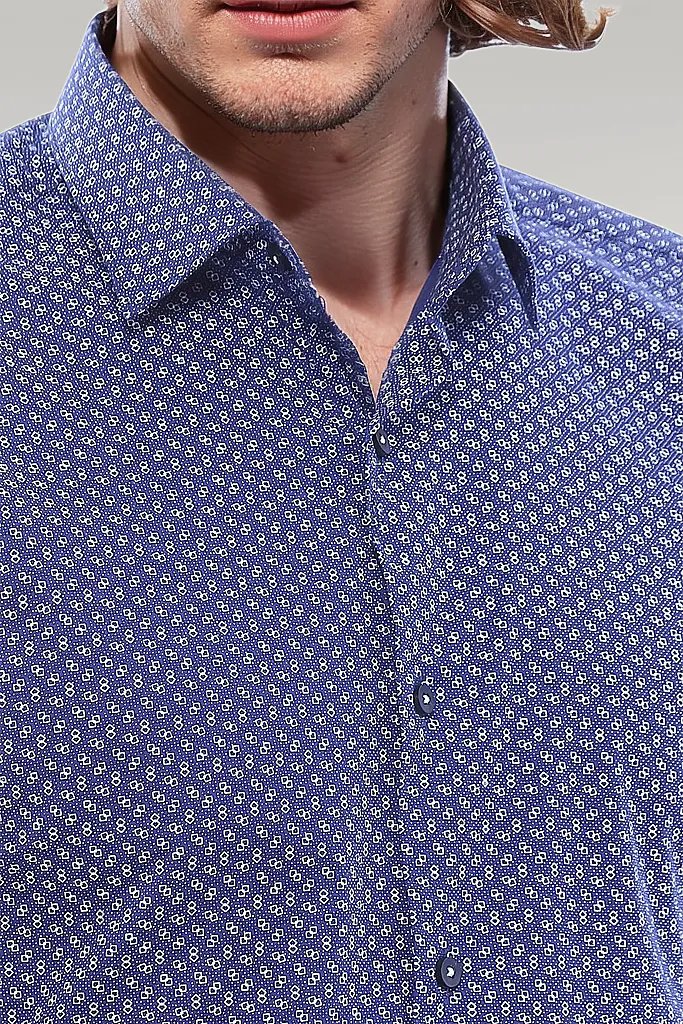 Navy Blue Patterned Shirt | Wessi