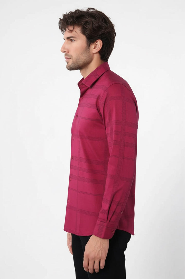 Patterned Striped Burgundy Shirt-Wessi
