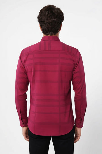 Узорчатая полосатая рубашка бордового цвета-Wessi
