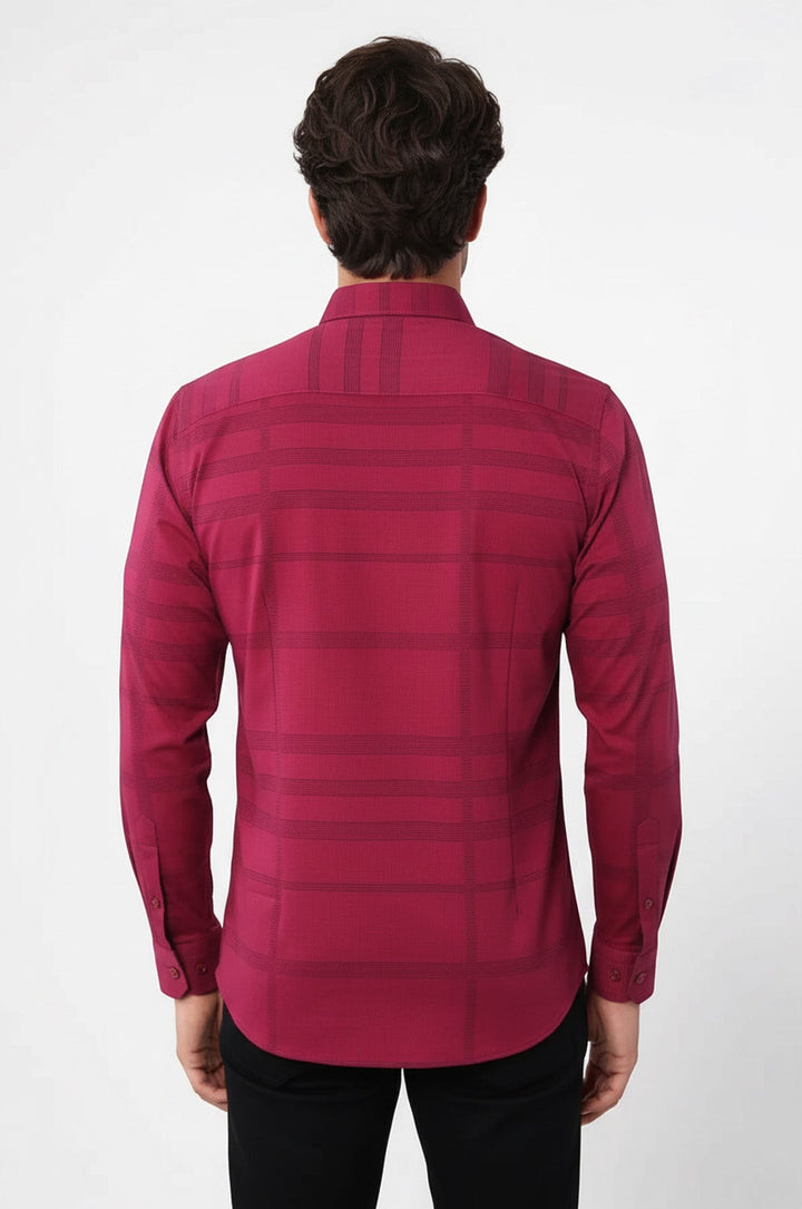 Patterned Striped Burgundy Shirt-Wessi