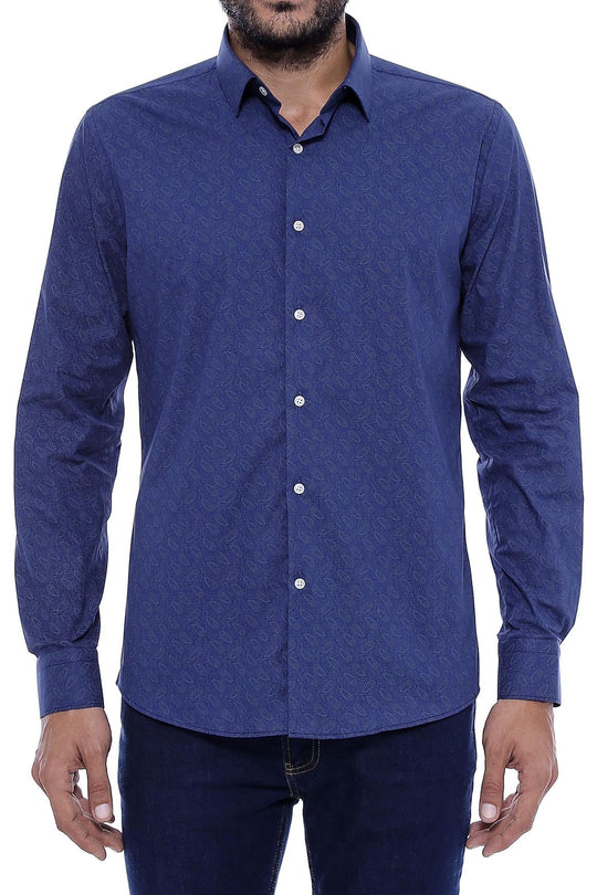 Camicia slim fit con fantasia floreale blu navy - Wessi