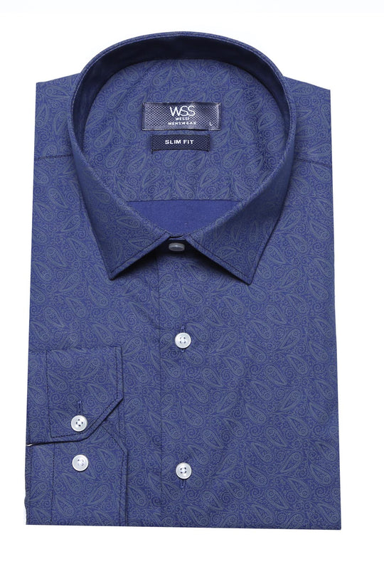 Camicia slim fit con fantasia floreale blu navy - Wessi