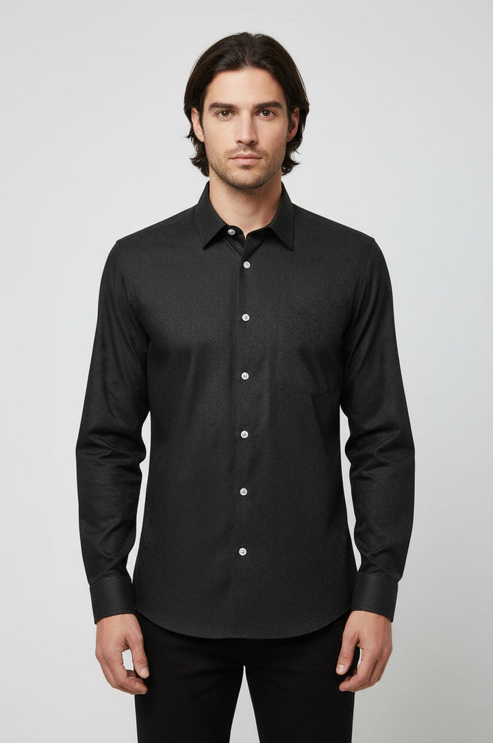Green Self Patterned Slimfit Shirt - Wessi